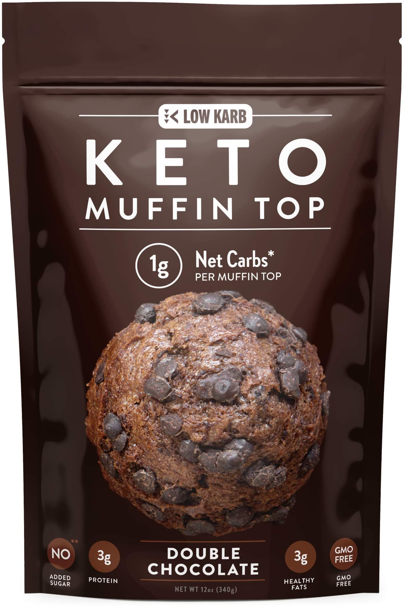 Low Karb - Keto Muffin Top Baking Mix - Only 2g Net Carbs Per Muffin - Easy to Bake - Keto Snacks & Low Carb Food - No Added Sugar & Naturally Sweetened - 12 Servings (12 oz) (Double Chocolate)