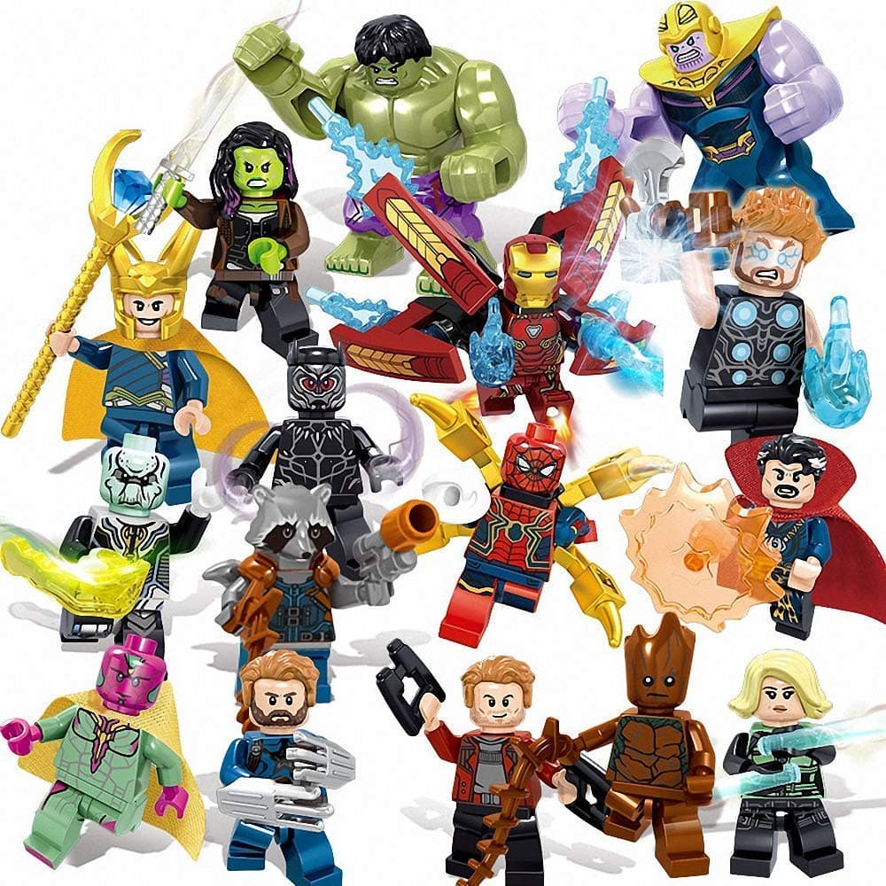 PETON Super Heroes Mini Figures Building Blocks Set 16 Psc - Super Heroes Minifigures Set with Accessories - Action Figures Toy Kids Gift