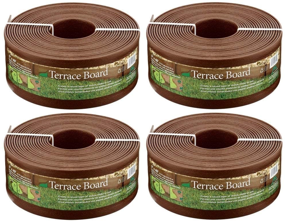 Master Mark Plastics 95340 Terrace Board Landscape Edging Coil, 5-inch x 40-Foot, Brown (Pack of 4)