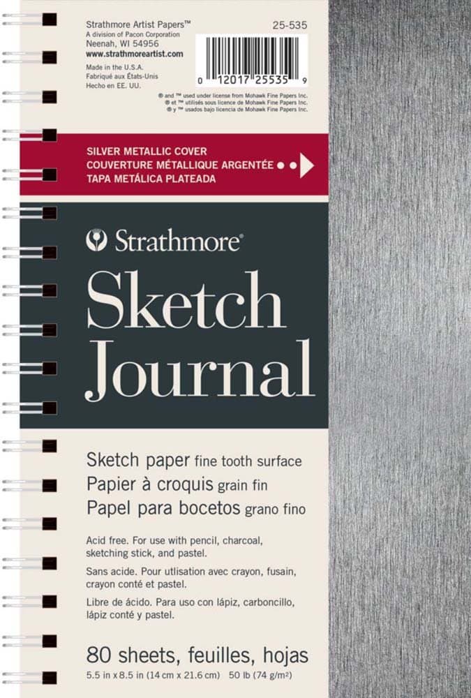 Strathmore STR-025-535 Sketch Journal 80 Sheets, 5.5" x 8.5", Metallic Silver