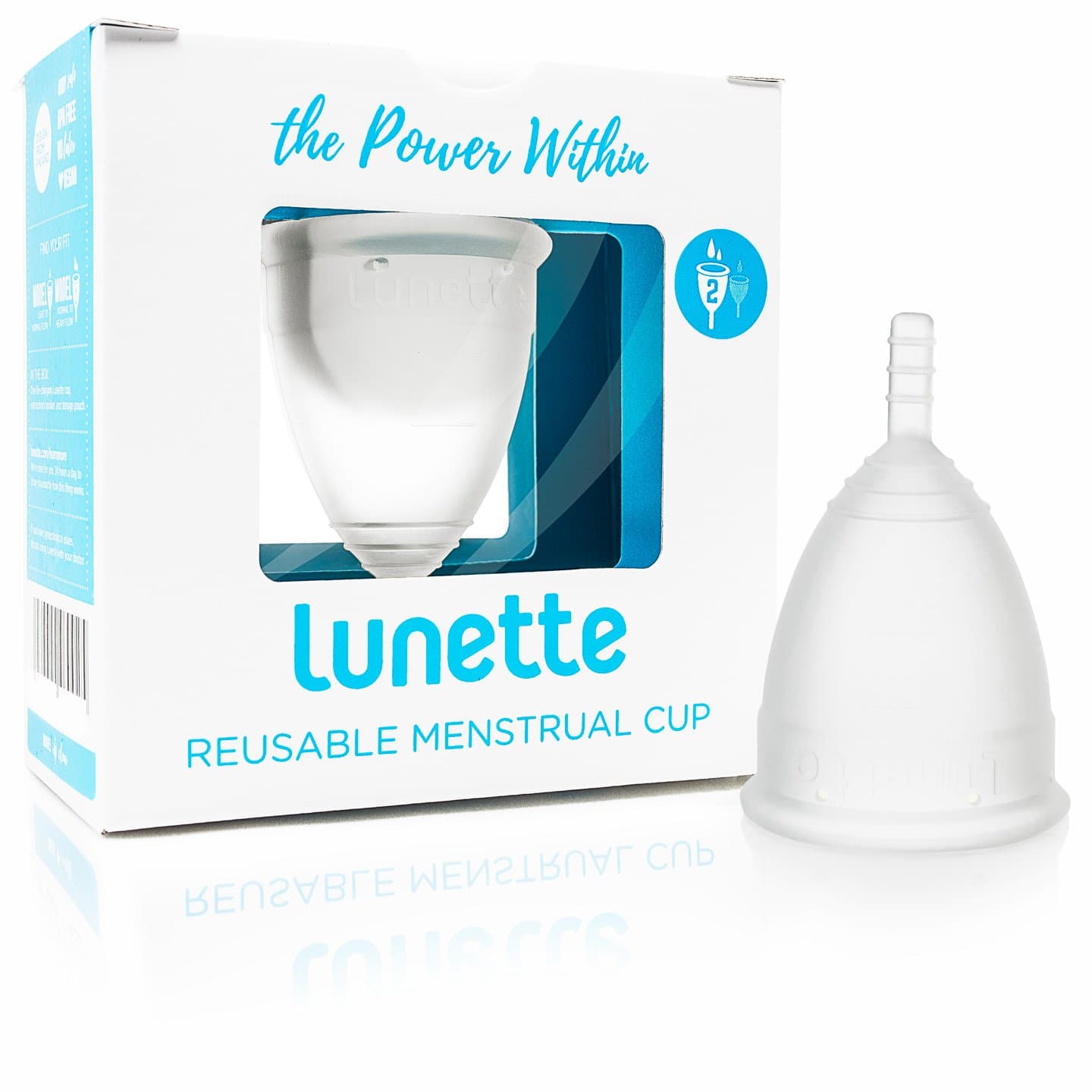 Lunette Reusable Menstrual Cup - Clear - Model 2 for Normal or Heavy Flow - (Multilanguage Pack)
