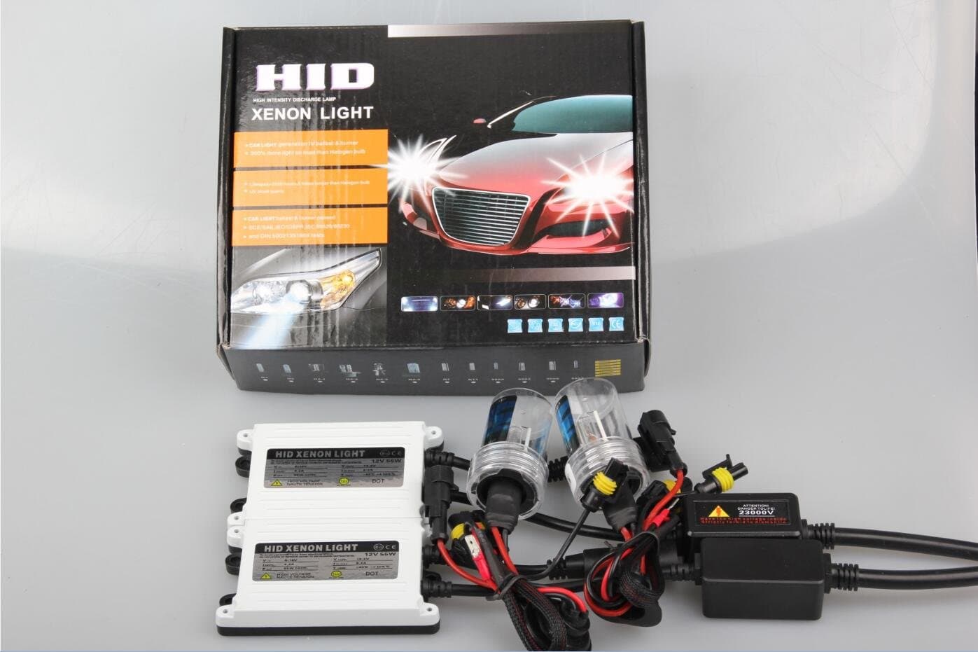 HID Xenon Conversion Kit AC 55W with Slim ballast 2 Bulbs & 2 Ballasts for Automotive - H3 - Pink