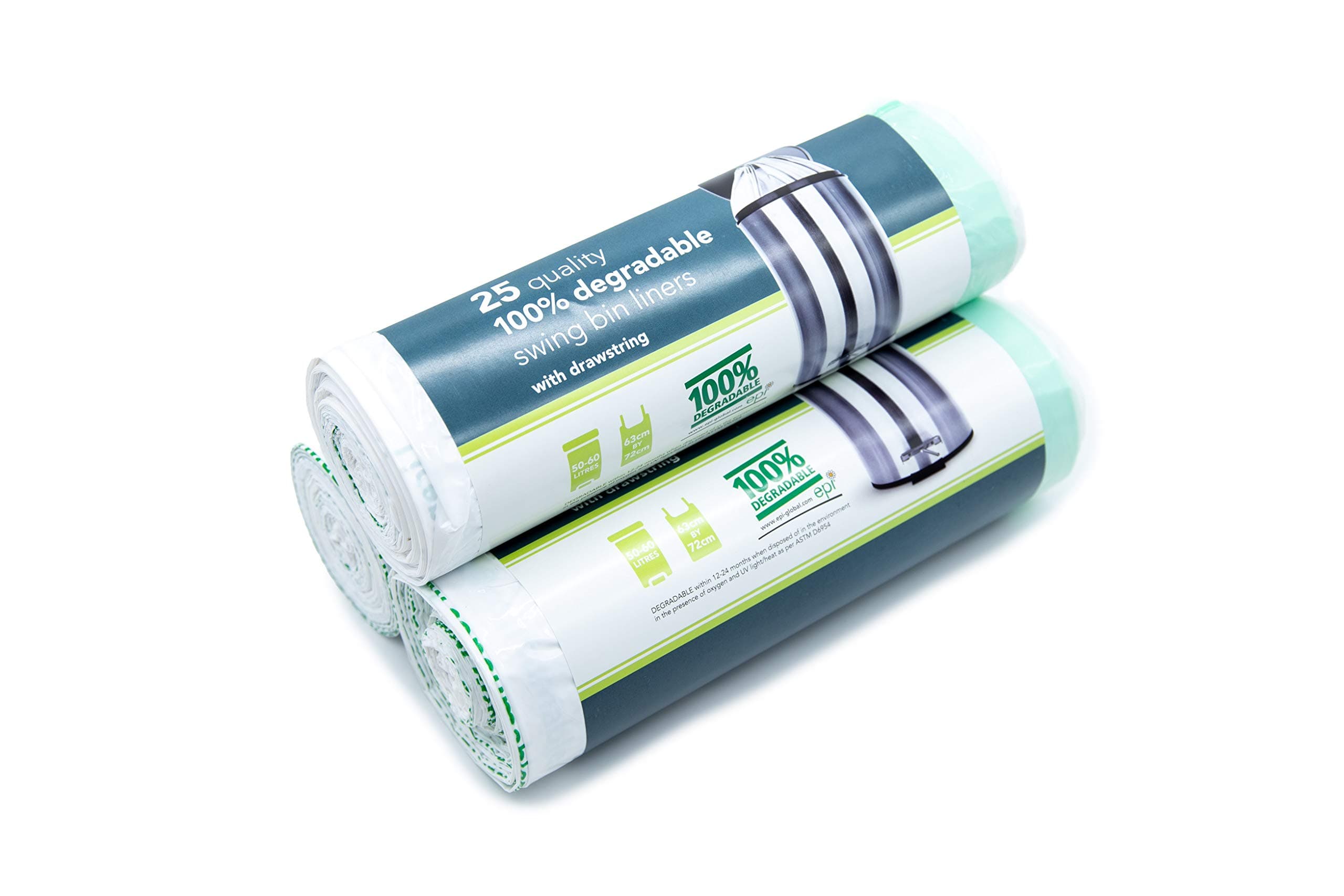 75 x Evaness 100% Degradable Bin Bags with Drawstring | 50/60 litres - Biodegradable Bin Bags