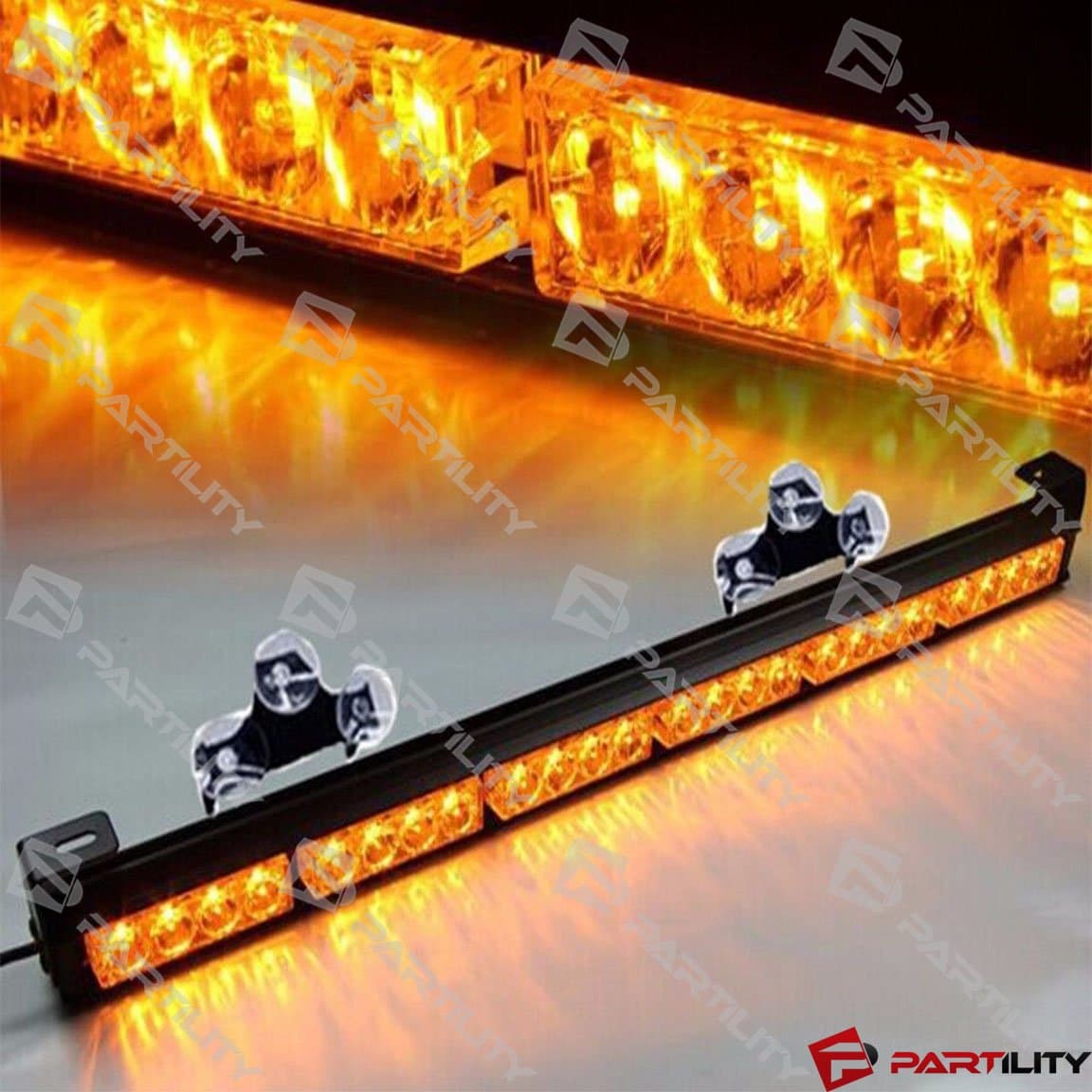 LED Light Bar Roof Suction Top Emergency Warning Construction Flash Strobe Light Truck (25", Amber)