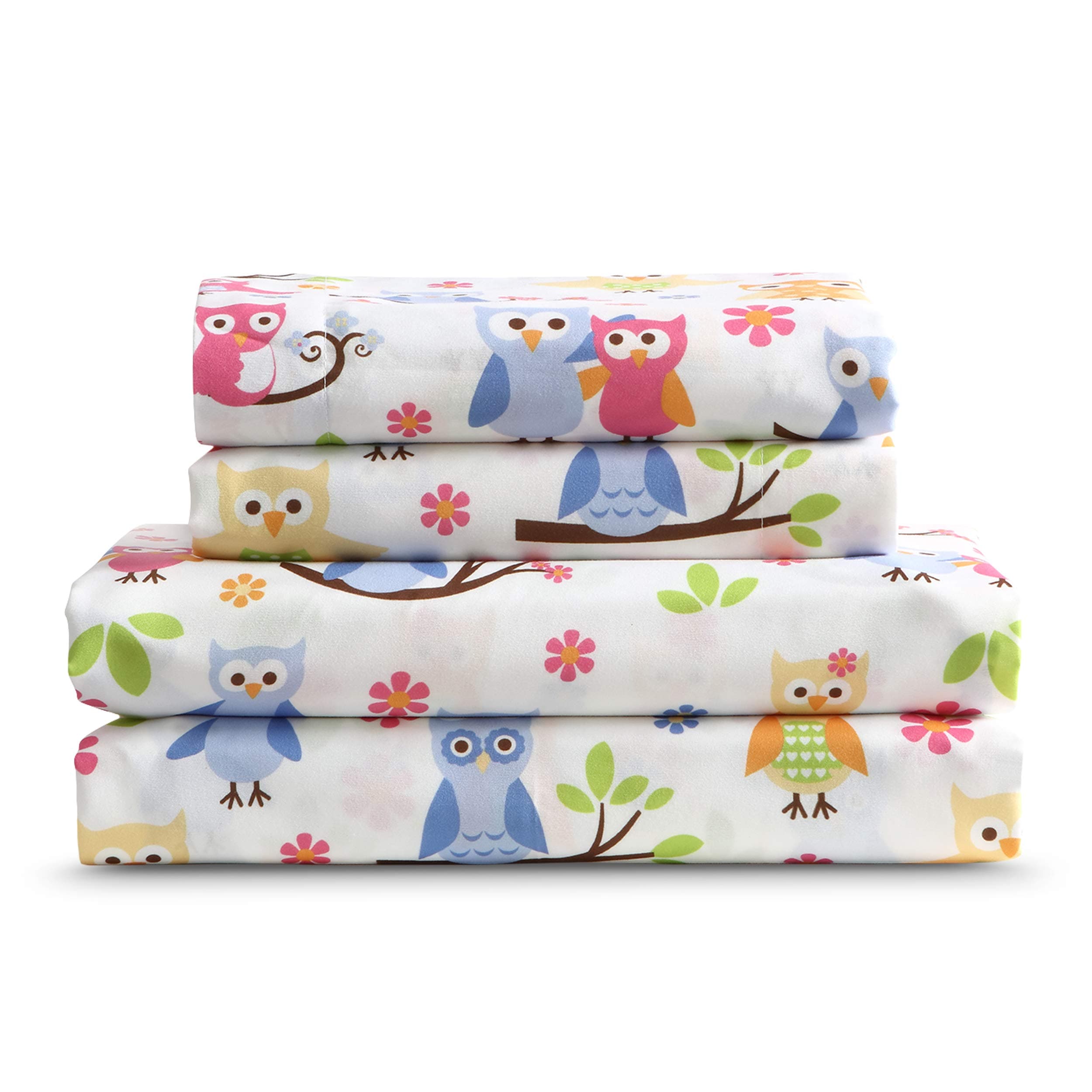 Kute Kids Super Soft Sheet Set - Owl Print - Brushed Microfiber for Extra Comfort (Full)