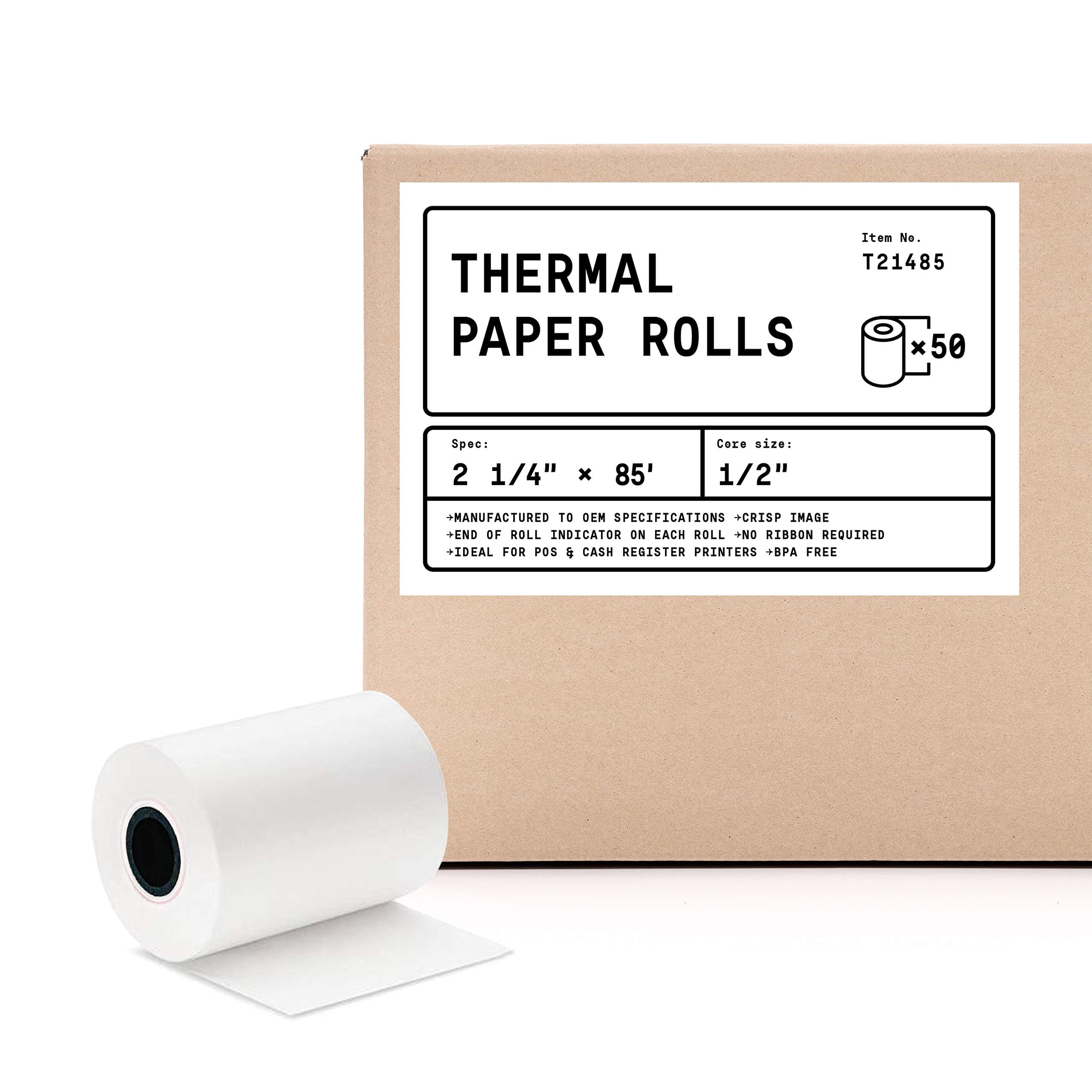2 1/4" x 85' (50 Rolls) Thermal POS Receipt Paper Roll BPA Free for Verifone VX510 VX570 VX610 VX810 VX820