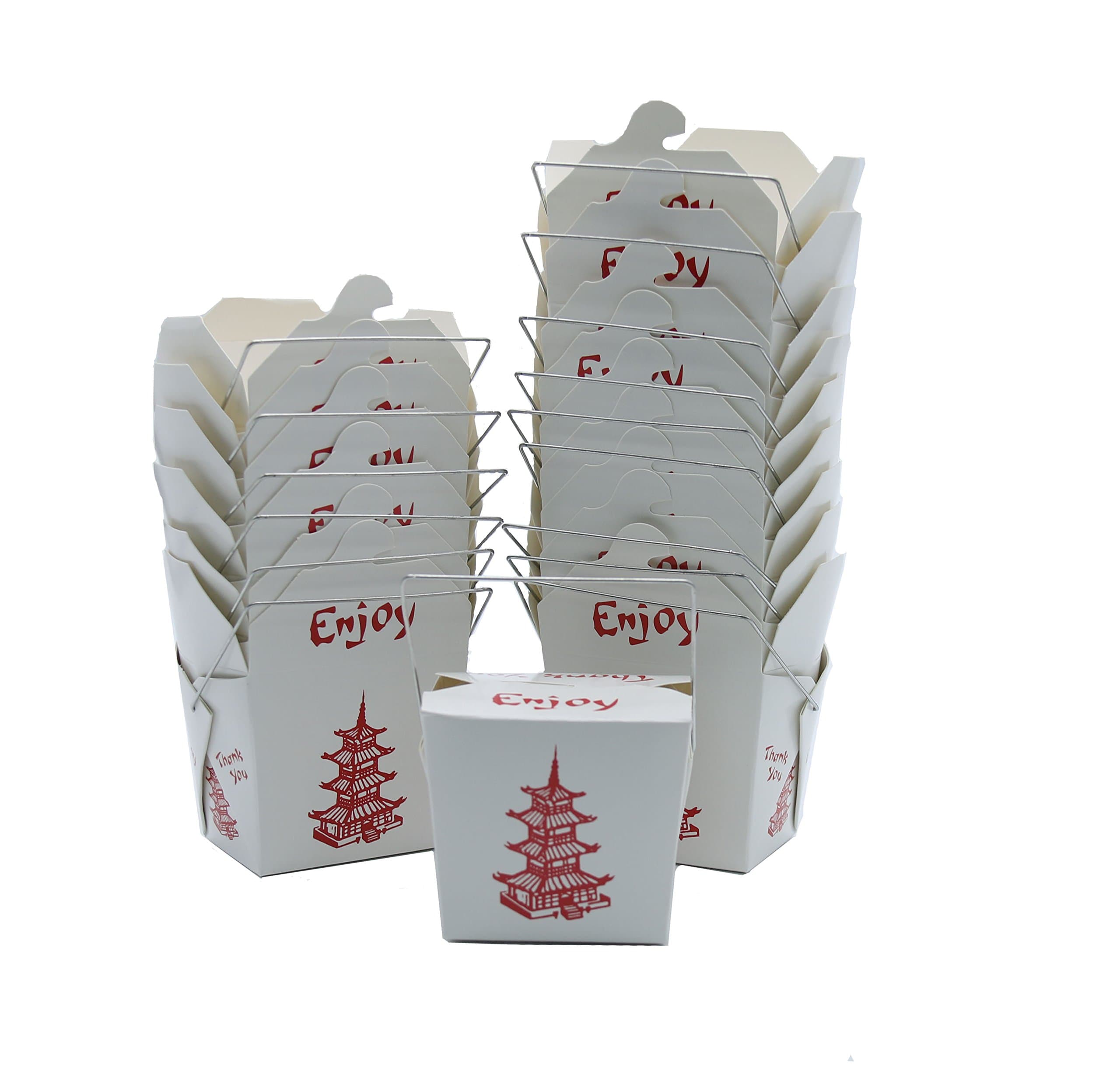 100 Pack Chinese take Out Box 8-OZ Bio Noodle Take Out Food Container: Perfect for Takeout Restaurants - White - Disposable and Recyclable (100)