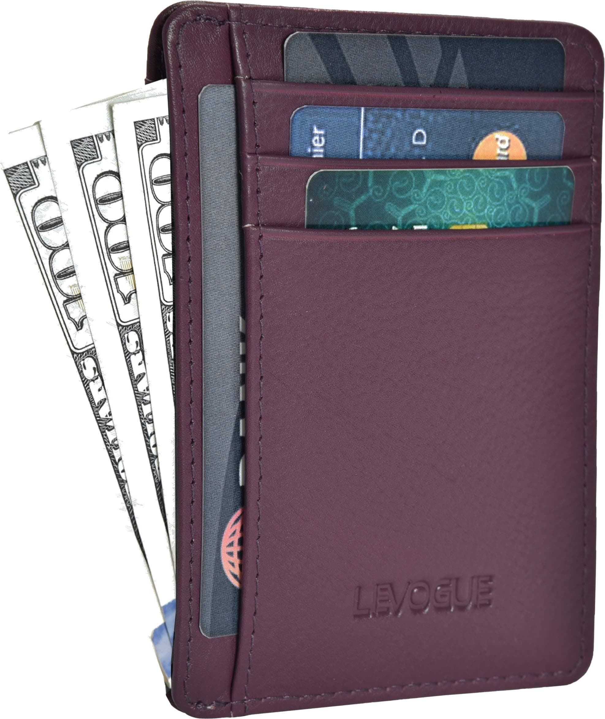 Front Pocket Handcrafted RFID blocking Minimalist Slim Leather Wallet with Gift Box For Men and Women.