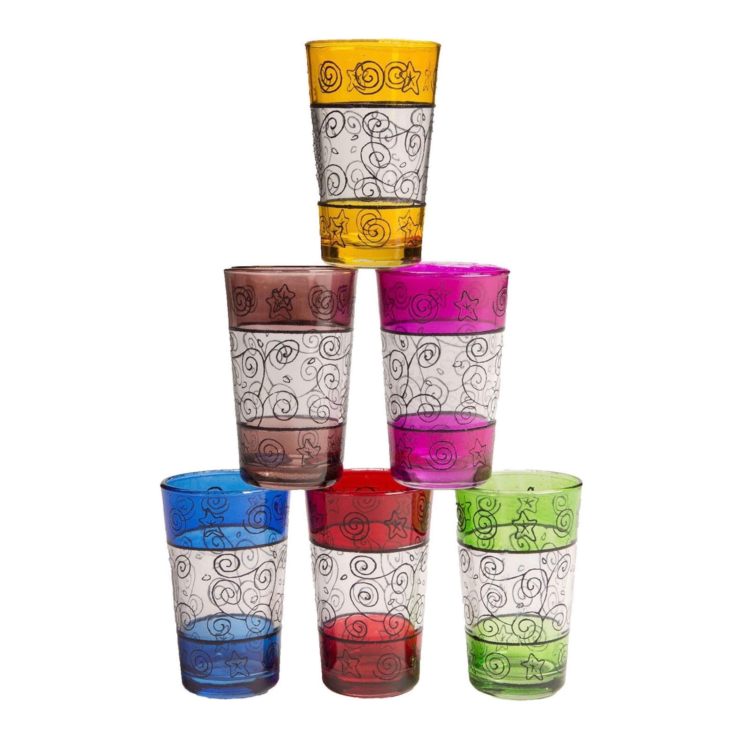 Moroccan Buzz Handmade Fez Striped Tea Glasses (Morocco)
