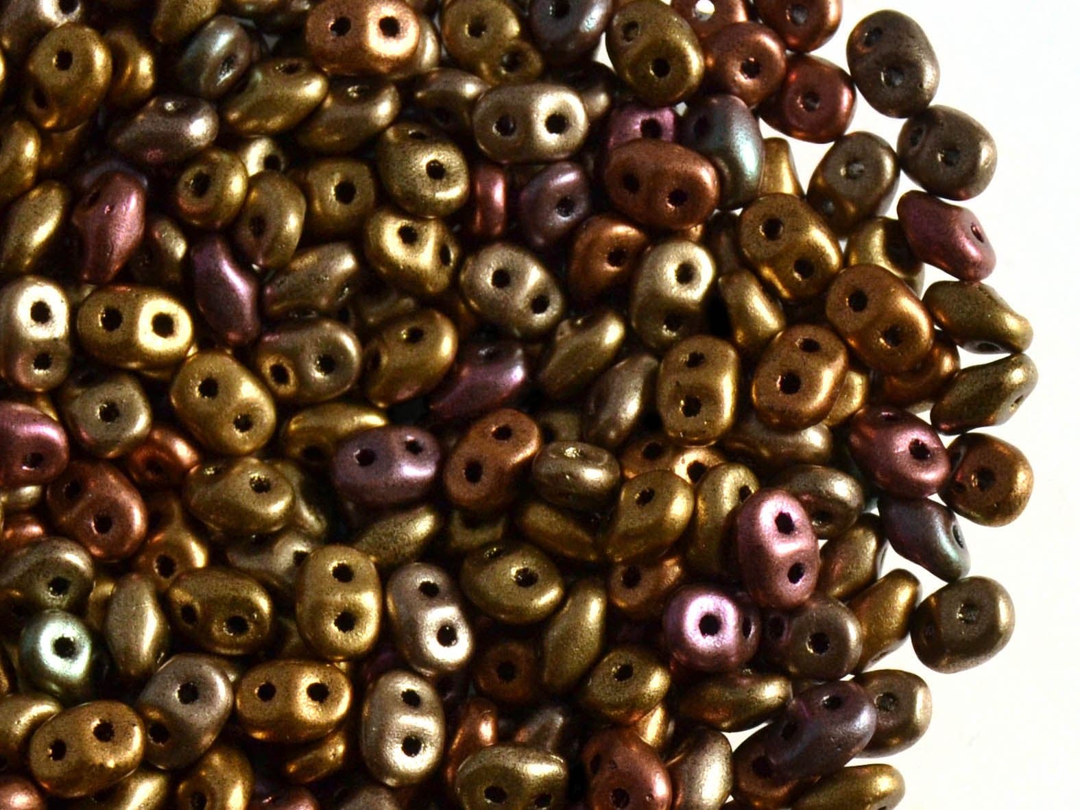 20gr Czech Two Hole Seed Beads SuperDuo 2,5x5 mm Crystal Gold Rainbow