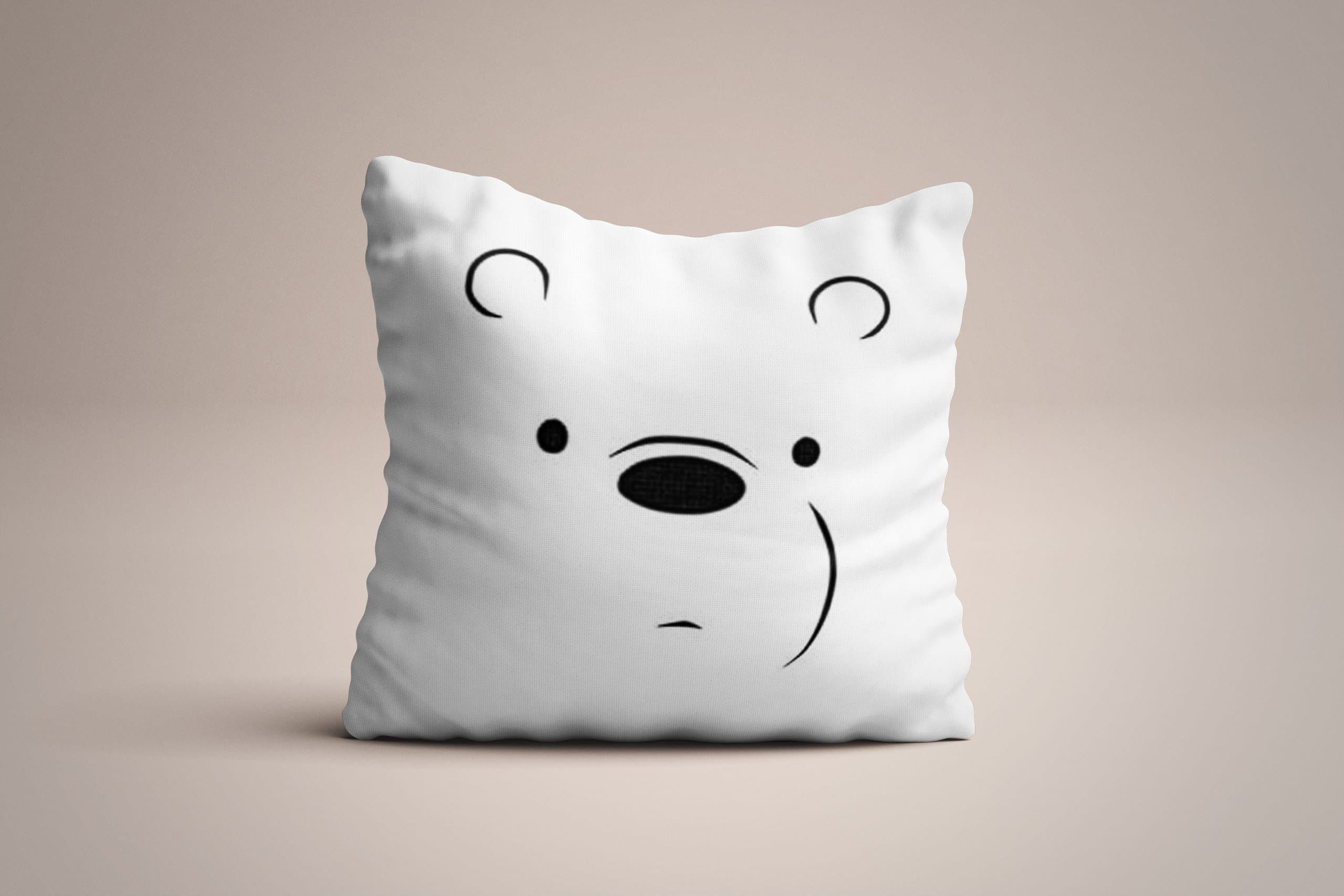 We Bare Bears inspired - Ice Bear throw pillow, hand-painted, 14X14 in