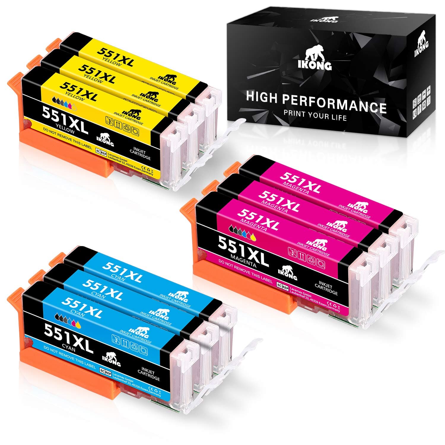 IKONG Replacement for Canon CLI-551 CLI-551XL Ink Cartridges Full Compatible with Canon Pixma iX6850 iP7200 iP7250 MX725…