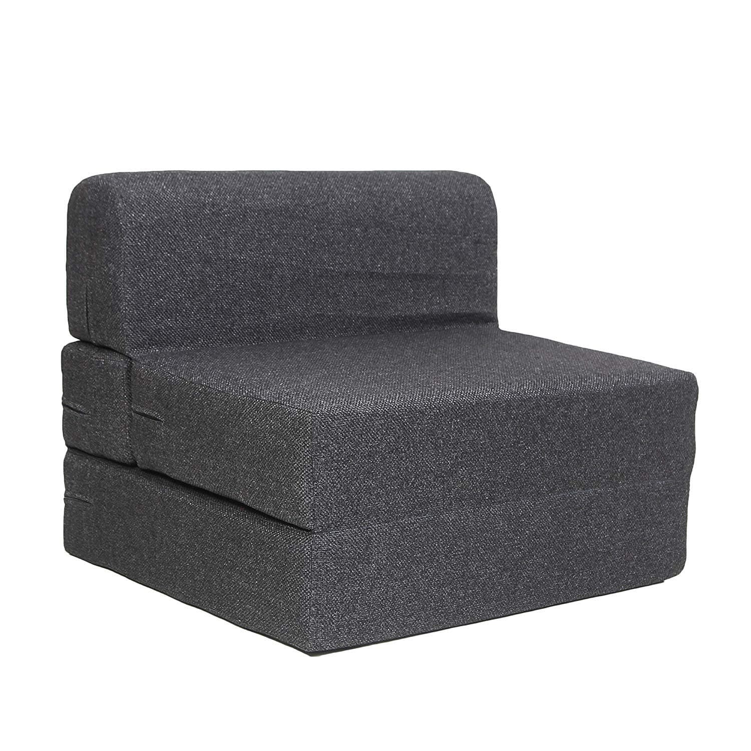 Style Homez Foldable 2 Seater Sofa Bed, 3' x 6' Feet Premium Jute Fabric with High Density Foam, Black Colour