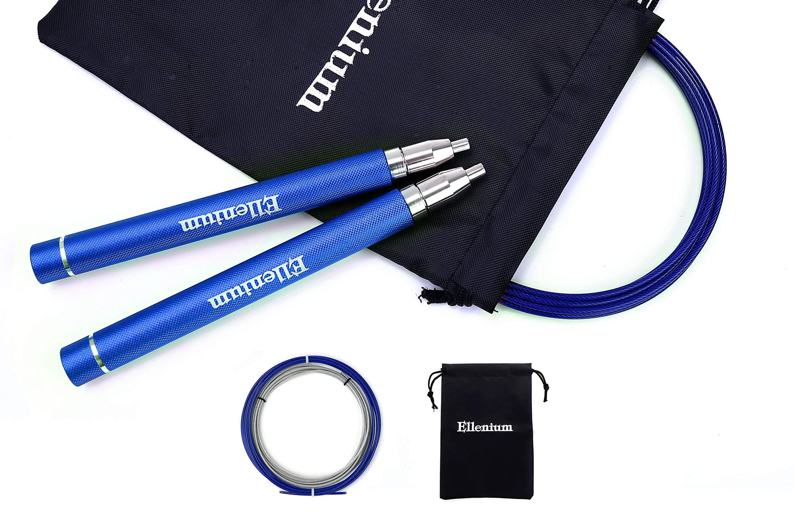 Ellenium Speed Jump Rope - Premium Quality with Self-Locking Adjustable Design, Fast & Smooth Bearings, Anti-Slip Handles | Great for Boxing, MMA, Double Unders, Crossfit, and Fitness Workouts