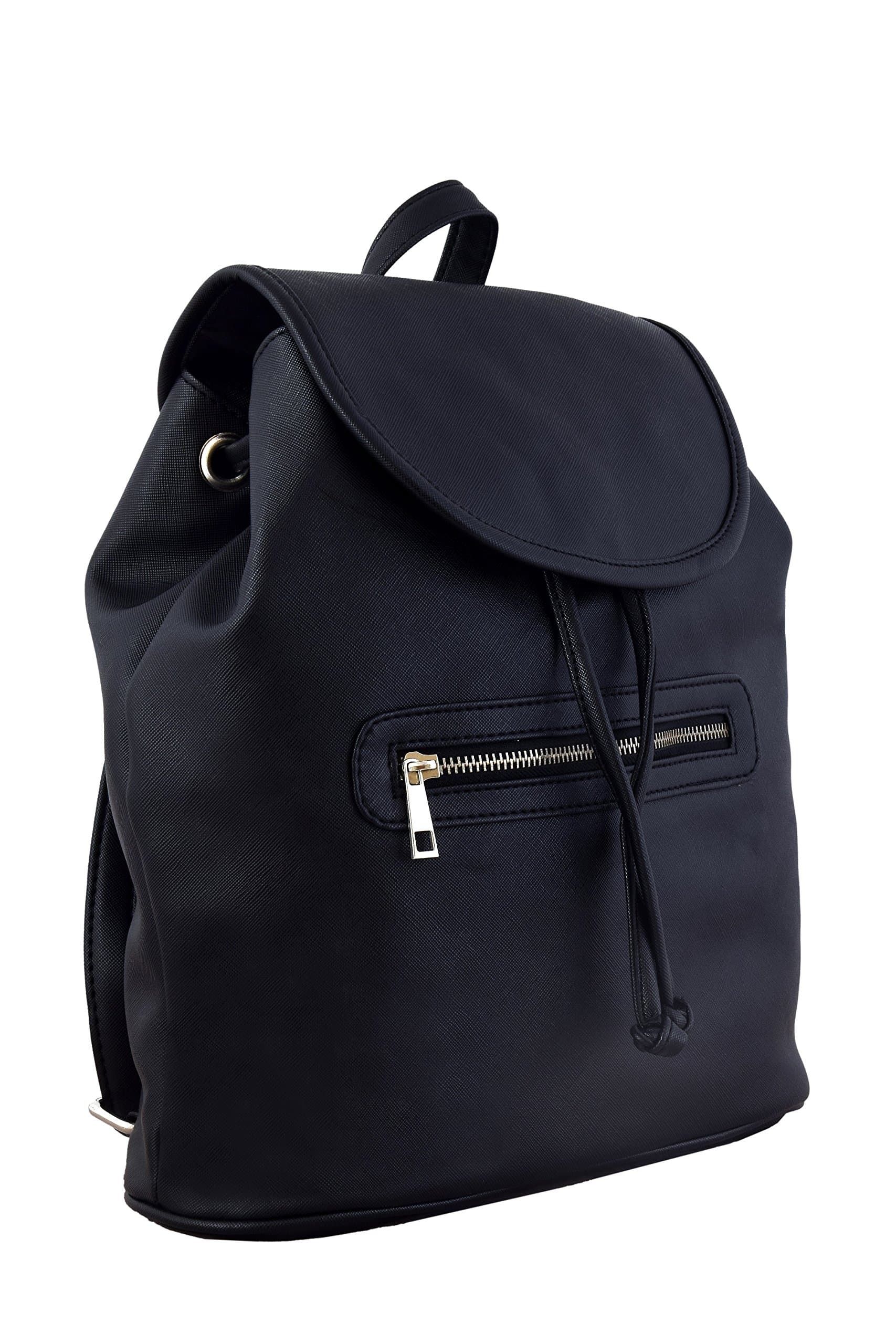Lychee Bags Women's Black PU Backpack (LBBPPU55BL)