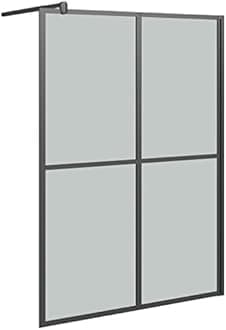 vidaXL Walk-in Shower Enclosure, Bathroom Wall Panel with Adjustable Supporting Bar, Shower Screen, Shower Wall, Black Frame Dark Tempered Glass