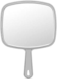 Extra Large Hand Mirror, Salon Barber Hairdressing Handheld Mirror with Handle (Square Grey 9" x 12.4")