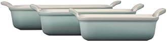 Le Creuset Stoneware Heritage Set 3 Rectangular Dishes, Sea Salt