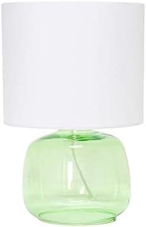 Simple Designs LT1211-GRW 13.75" Contemporary Glass Table Lamp, Green with White Shade