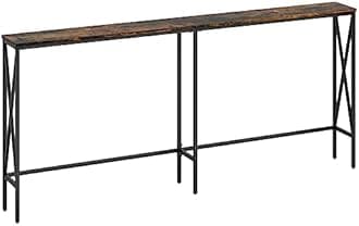 Masupu 70.9" Console Table, Narrow Long Sofa Table Behind Couch, Skinny Entry Table, Industrial Sofa Table with Metal Frame for Hallway, Living Room, Rustic Brown…