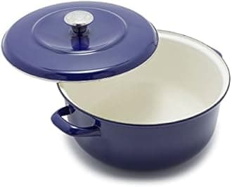 Merten & Storck 5.3QT Round Dutch Oven Casserole Pot with Lid, European Crafted Enameled Iron Stockpot, Induction & All Cooktops, Braising, Stews, Roasting, Slow Cooking, Sourdough, Cobalt Blue