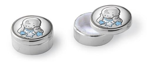 Silver Touch USA Sterling Silver First Tooth First Curl Keepsake Box, Blue