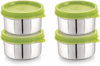 STEELLOCK Stainless Steel Airtight Container | Leak Proof Container/Storage/Lunch Box with Lid | BPA Free, Durable & Rust-Proof | SL-11-set of 4, 120ml each, Green