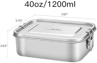 G.a HOMEFAVOR Stainless Steel Bento Lunch Box - 1200 ml/40 oz Large Metal Leak Proof Lightweight Bento Container for Sandwich, Snack, Salad, Dishwasher Safe, Suitable for Office Use