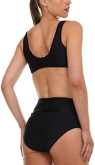 Reebok Bralette Bikini Sets for Women, High Waisted Bikini Bottoms, Womens Swimsuits Athletic Sporty Bathing Suit