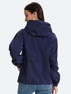 Lightweight Rain Jacket Women Waterproof Breathable Raincoat Packable Hooded Windbreaker