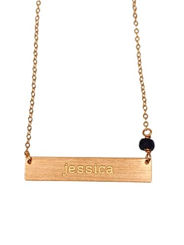 Silver Bar Necklace, Personalized Monogram Horizontal Necklace, Initial Pendant Bar, Bridesmaids Gifts, Name Plate Birthstone Necklace