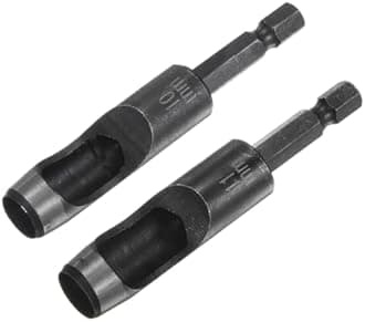 HARFINGTON 2pcs 10mm,11mm Leather Hollow Hole Punch 1/4" Hex Shank for Drills, Belt Hole Punch Punching Cutter Tool for Leathercraft Working