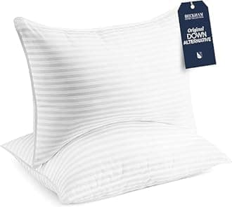 Standard Size Memory Foam Bed Pillows Set of 2- Cooling Shredded Foam Polyester Pillow for Back, Stomach or Side Sleepers - 27x17 Inches Sleeping Pillow Set (White)
