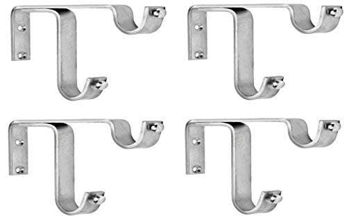 4 Strong Stainless Steel Abstract Double SS Bracket for 2 Curtain Rod (Silver, Brown, Standard)