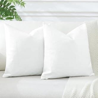 JOTOM Set of 2 Cushion Covers 45x45 cm Linen White Decorative Throw Pillow Covers 18x18 Inch Square Cushion Case Home Decor Pillowcases for Couch Sofa Living Room Bed (White)