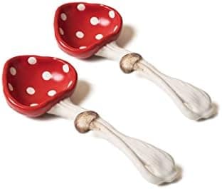 Cute Mushroom Spoons - Soup Spoon Set of 2, Safety Matt Ceramics - Use for Dessert, Breakfast, Soup.