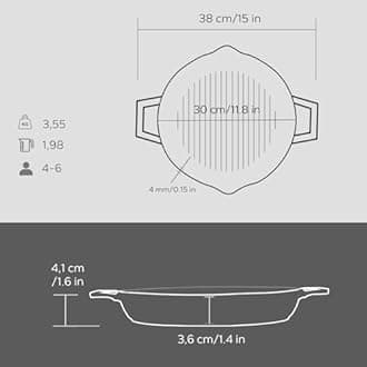 Lava ECO Enameled Cast Iron 12 in. Round Grill Pan, Slate Black