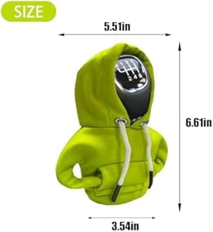 Car Gear Shift Cover, Fashionable Hoodie Car Shift Knob, Winter Warm Gear Shift Knob Cover Sweater Shirt,Auto Interior Accessories Shift Knob,Universal Car Decor Accessories (Green)