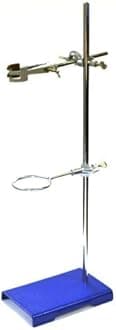 Laboratory Grade Metalware Set - Support Stand (8" x 5"), Rod (24" L), Burette Clamp and Retort Ring (2.5" dia)