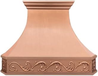 SINDA Hand-Crafted Copper Range Hood with High Airflow Centrifugal Blower, Includes SUS 304 Liner and Baffle Filter, High CFM Vent Motor, 42"W x 48"H Island Mount, Smooth-Natural Copper, H3LSNI4248