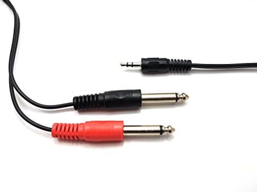 MainCore 1m Long 3.5mm Stereo Jack Plug to 2 x 6.35mm (1/4") Mono Audio Cable for Mixer, Audio Recorder, Electric Guitar, Amplifier, Phone, Laptop, PC, mp3.(Available in 1m, 1.2m, 2m, 3m, 5m) (1m)