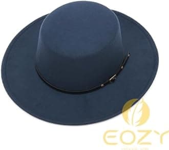 EOZY Women Men Classic Felt Fedora Hat Wide Brim Flat Top Jazz Panama Hat Casual Party Church Hat