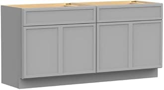 Vanity Art 78 Inch Bathroom Vanity Base Cabinet Double Sink Top (Without Sink), Soft Closing Door, Storage Unassembled Cabinet, Grey, 2ea 39 Inch Cabinet Combo