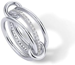 PAVOI Rhodium Plated Eternity Statement Ring for Women | Cubic Zirconia Interlocking Band | Size 5, White Gold, Cubic Zirconia