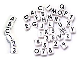 Plastic Vertical Hole Alphabet Beads, White 8mm Cube Alphabet & Number Beads Set 300 Alphabet Beads + 150 Number Beads, Total 450 Beads for Key Chains