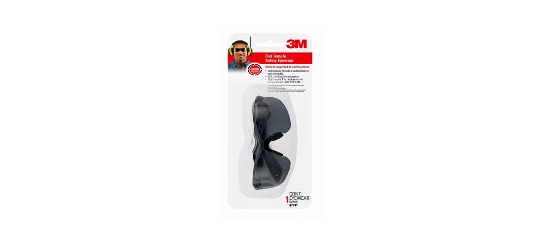 3M Flat Temple Safety Eyewear with Scratch Resistant Lens