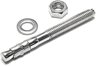 Wedge Type Fully Threaded Design Expansion Zinc Plated Anchor Bolts Pack of 10 Pcs Fasteners (10 x120mm)