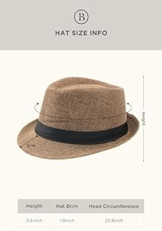 BABEYOND Straw Fedora for Men - Panama Trilby Short Brim Summer Sun Hat