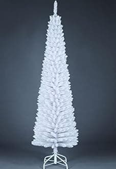 5Ft/1.5m Slim Christmas Tree Artificial White Pencil Tree 290 Pointed Tips, Metal Stand, Holiday Home Decorations