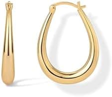 PAVOI 14K Gold Plated Sterling Silver Posts Chunky Hoop Earrings for Women | Thick Lightweight Trendy Gold Hoops
